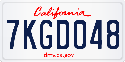 CA license plate 7KGD048