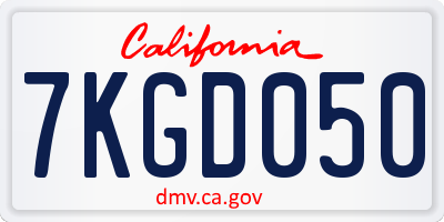CA license plate 7KGD050