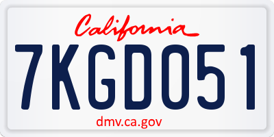CA license plate 7KGD051