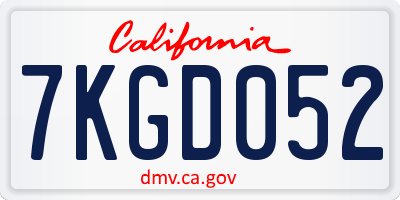 CA license plate 7KGD052