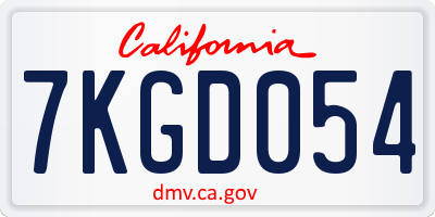CA license plate 7KGD054