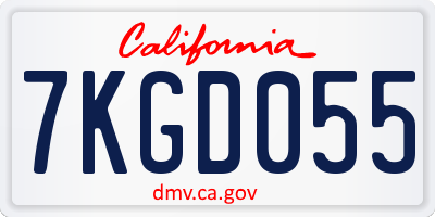 CA license plate 7KGD055