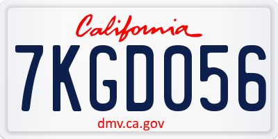 CA license plate 7KGD056