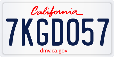 CA license plate 7KGD057