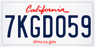 CA license plate 7KGD059