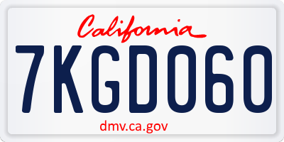 CA license plate 7KGD060