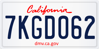 CA license plate 7KGD062