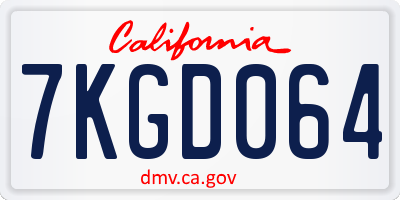 CA license plate 7KGD064