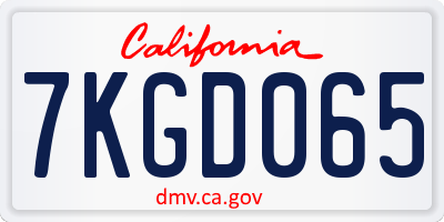 CA license plate 7KGD065