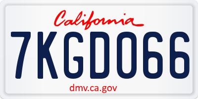 CA license plate 7KGD066