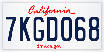CA license plate 7KGD068