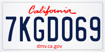 CA license plate 7KGD069