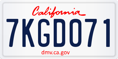 CA license plate 7KGD071