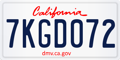 CA license plate 7KGD072