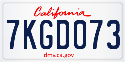 CA license plate 7KGD073