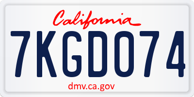 CA license plate 7KGD074