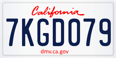 CA license plate 7KGD079