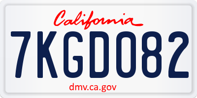 CA license plate 7KGD082