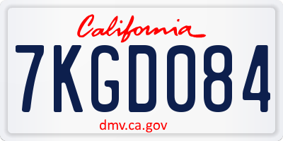 CA license plate 7KGD084