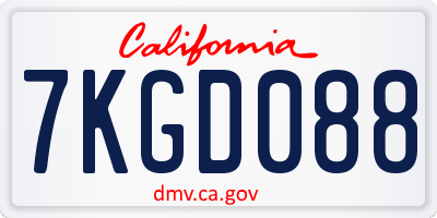 CA license plate 7KGD088