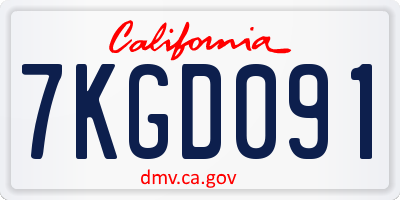 CA license plate 7KGD091