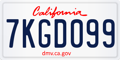 CA license plate 7KGD099