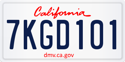 CA license plate 7KGD101
