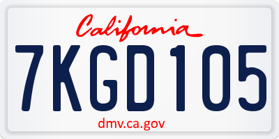 CA license plate 7KGD105