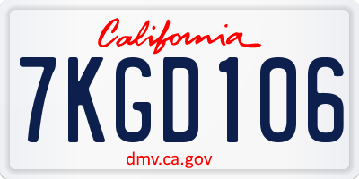 CA license plate 7KGD106
