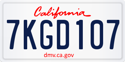 CA license plate 7KGD107