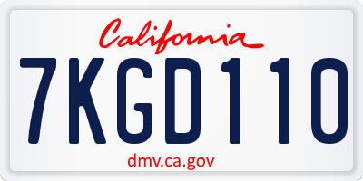 CA license plate 7KGD110