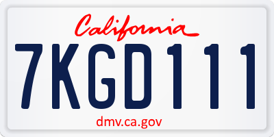 CA license plate 7KGD111