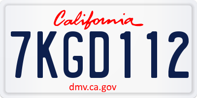 CA license plate 7KGD112