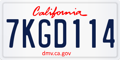 CA license plate 7KGD114