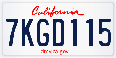 CA license plate 7KGD115