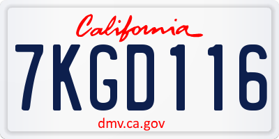 CA license plate 7KGD116
