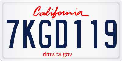 CA license plate 7KGD119