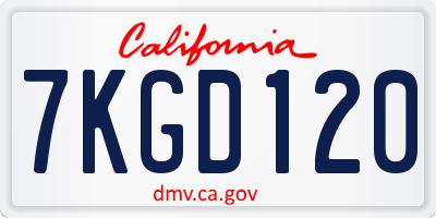 CA license plate 7KGD120