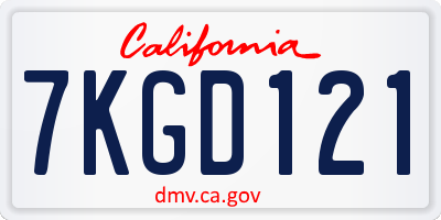 CA license plate 7KGD121