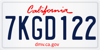 CA license plate 7KGD122