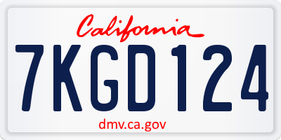 CA license plate 7KGD124