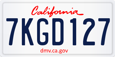 CA license plate 7KGD127