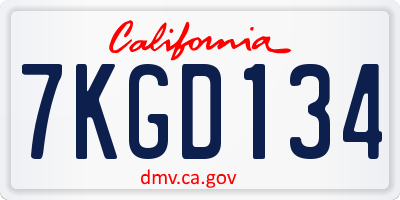 CA license plate 7KGD134
