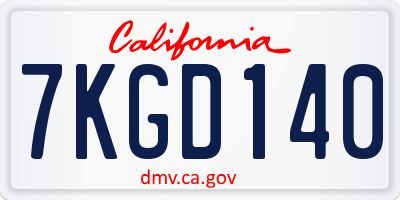 CA license plate 7KGD140