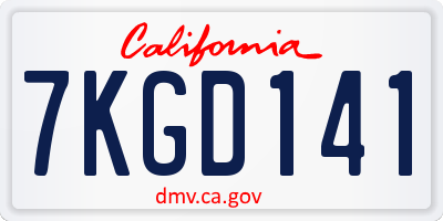 CA license plate 7KGD141