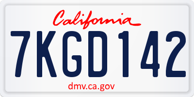 CA license plate 7KGD142