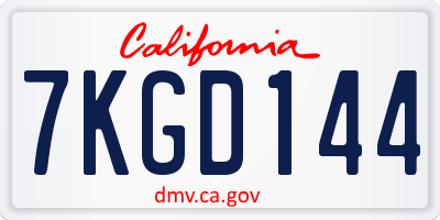 CA license plate 7KGD144