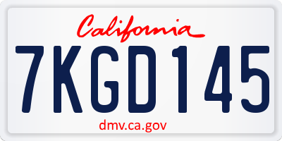 CA license plate 7KGD145