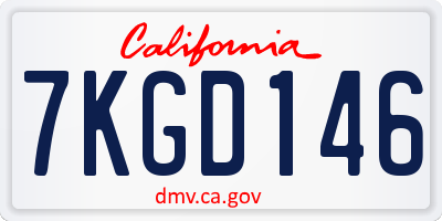 CA license plate 7KGD146