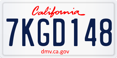 CA license plate 7KGD148